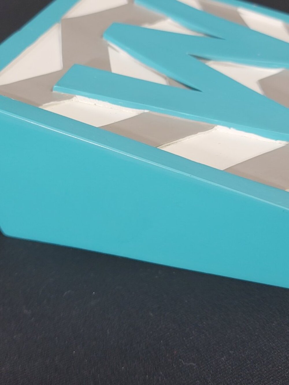 The Spring Shop Monogram W Aqua Chevron Decorative Block Spring 2014 - Picture 9 of 15